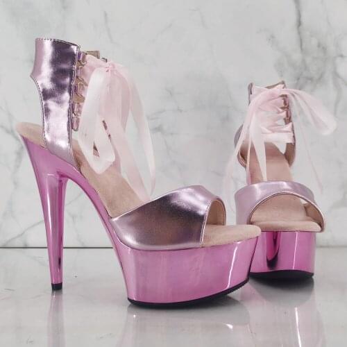 Leecabe 15CM/6Inch PU Upper Platform party High Heels Shoes Pole Dance sandals Shoes