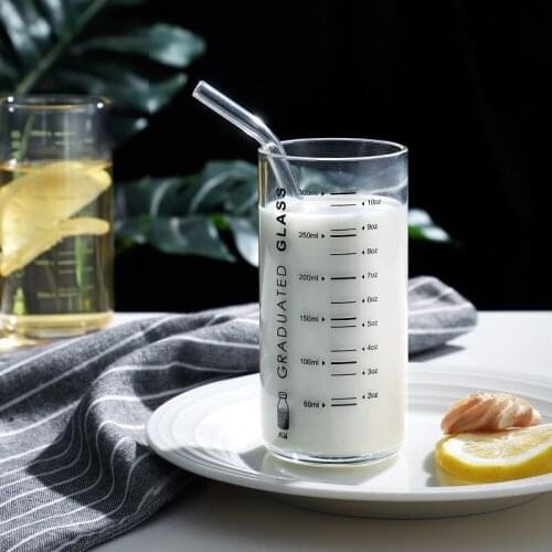 Scale Glass Drinking Cup Transparent Household Heat-resistant Beverage Breakfast Cup Cereal Cup Ins Wind Coffee Milk Cup