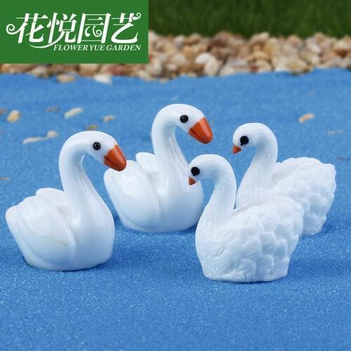 Resin Decoration Swan Duck Micro Landscape Ornaments Miniature Garden Creative Gift Ornaments Swan For Fairy Garden Supplies