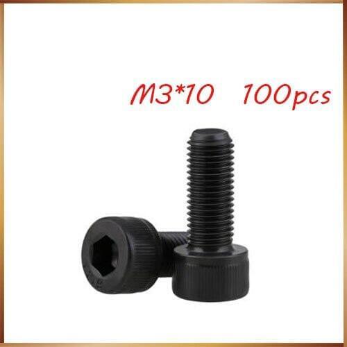M3 screws stainless nails,bolts 100pcs M3x10 Black Stainless Screw Bolt Hex Socket Cap Head Set Screw