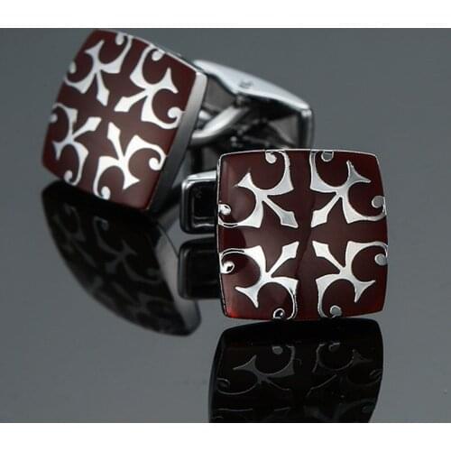 Retro pattern Cufflinks brand new fashion jewelry wine red Cufflinks mens business shirt suit pin badge button gifts