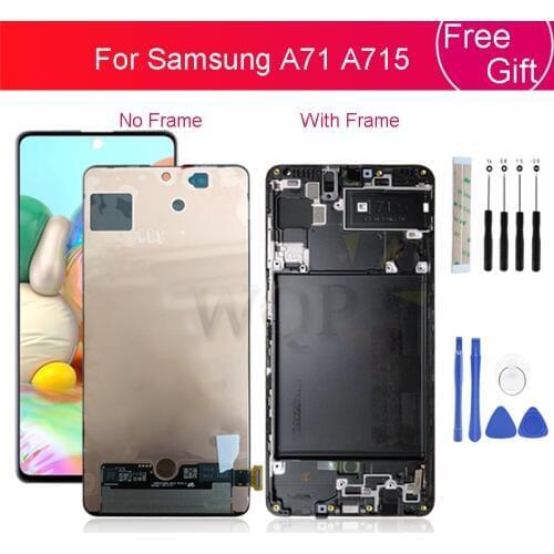 Super AMOLED For Samsung Galaxy A71 LCD A715 Display Touch Screen Digitizer Assembly With Frame For SAMSUNG A71 LCD 6.7"