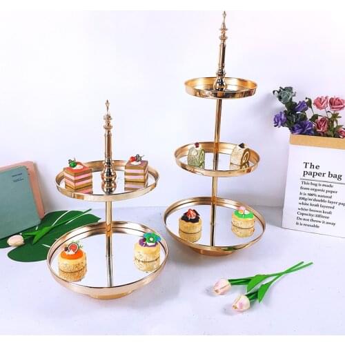 1 pcs 2 &3 tiers cupcake plate Mirror Decorative Cosmetics Storage Box Tray Wedding Home Decoration Rack Storage Box