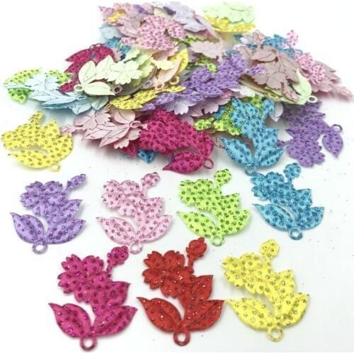 DIY 200pcs Mix Colors Glitter Sequins Flower Felt Appliques Sewing crafts 38mm