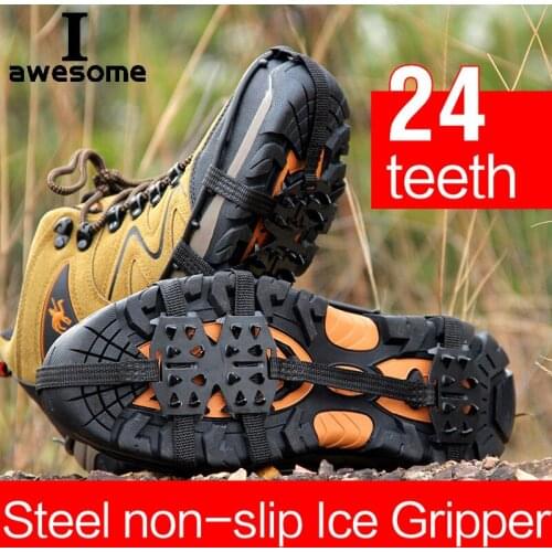 24 Teeth Ice Gripper For Shoes Women Men Crampons Ice Gripper Spike Grips Cleats For Snow Climbing Hiking шипы для обуви taca ML