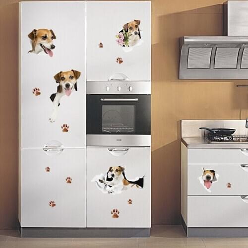 3D Vivid dog wall stickers Childrens room living room bedroom stickers Glass doors and windows home decoration