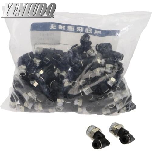 50pcs PL Threaded Elbow Pneumatic Connector Hose Quick Fitting Pipe Connector Pneumatic Components 4-16mm PL6-01 PL8-02 PL12-03