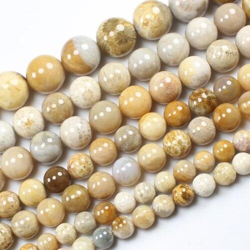 6-12mm Natural Coral Fossil Round Beads 15"/38cm,For DIYJewelry making!We provide mixed wholesale for all items
