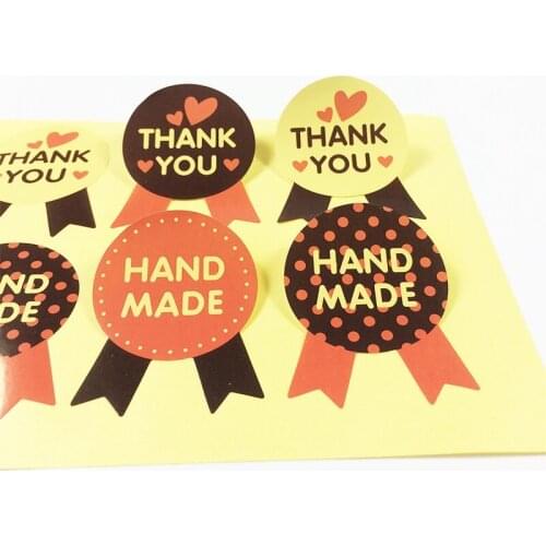 80pcs/lot 'THANK YOU HAND MADE' pattern Sealing Stickers Decoration Cake Baking Package Label Stickers Scrapbooking
