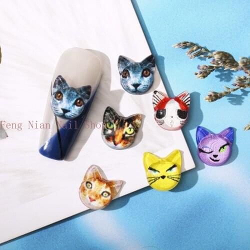 50pcs new DIY nail art accessories cute cat animal three-dimensional color nail art decoration accessories