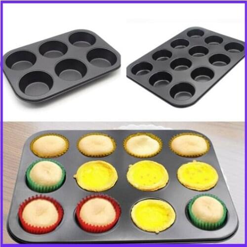 12 mini cup /6 normal Cups Nonstick Muffin Baking Pan Thicken Round Shape Bakeware Cupcake Cake Mold Baking Mold
