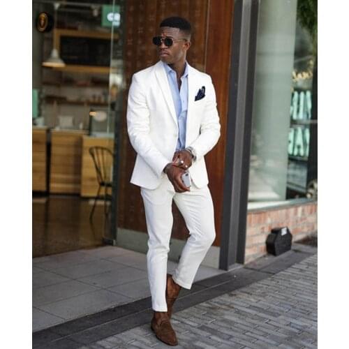 White Coat Pant Classic Designs Peal Lapel Blazers Costume Homme Men Suit Slim Fit Wedding Men Prom Groom Tuxedo 2 Pieces
