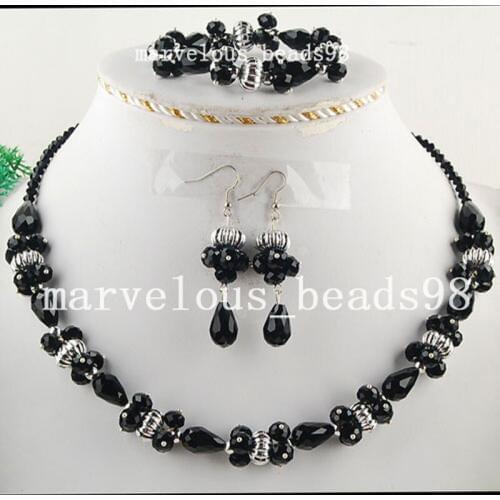 Free shipping Fashion Jewelry New Fashion Multicolor Crystal Faceted Water Drop Beads Necklace Bracelet Earrings SET G3906