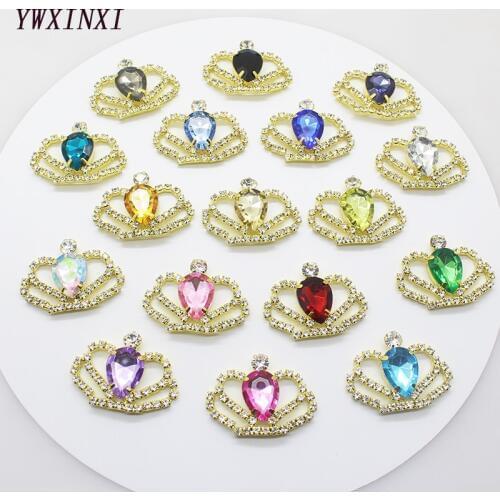 Shining The New 10Pcs alloy Rhinestone 28 * 38mm Crown Diy Jewelry Accessories crystal decoration Handmade creative production