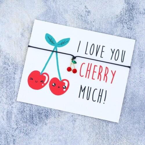 I Love You Cherry Much Bracelet Red Cherry Charm Bracelets Make A Wish Bracelet Cherry Jewelry for Women Men Friendship Gift