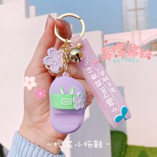 Japanese Keychain Sakura Slippers Anime Keychain Cartoon Schoolbag Mobile Phone Pendant Keychain Friends Classmate Gift Keychain