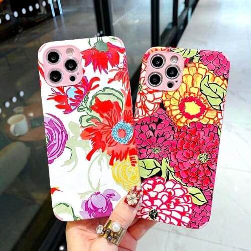 Phone Case For iphone 12 Pro Max 7 8 Plus Fashion Flower Soft Back Cover Shell SE 2020 Pattern TPU Cute