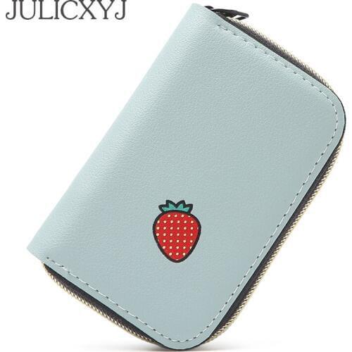 JULICXYJ Brand Women Card Bags Holder Strawberry Banana Cherry Extendable ID Card Case Wallet Mini Purse Carteira Femme Mujer