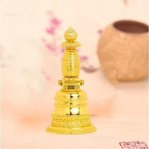 Dangdang tower Buddhist supplies temple ornaments stupa alloy jingle tower antique exquisite 5 inch round tower gold