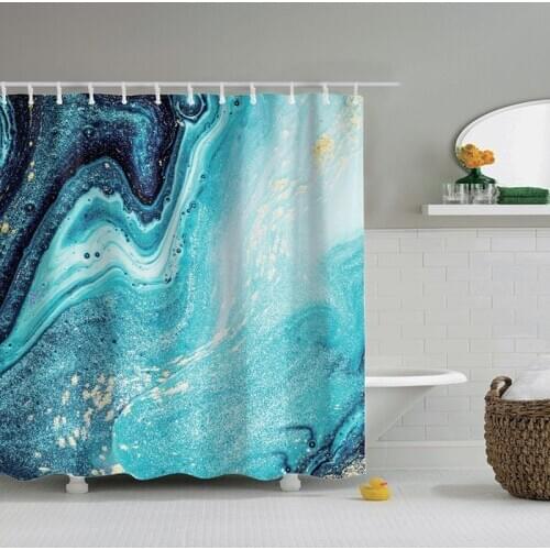 Dafield Marble Shower Curtain White Yellow Black Fabric Polyester Bathtub Geometric With Hooks