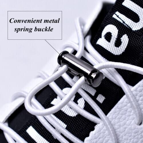 Metal Spring Buckle Lock Round Shoelaces Elastic Child Adult Unisex Outdoor Take a walk Convenient Sneakers No Tie Shoe laces