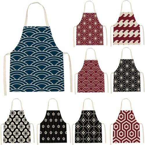 Apron Kids Apron Kitchen Household Item Geometry Print Apron Adult Hair Apron 55-68cm Apron Custom Logo Kitchen Supplie Tablier
