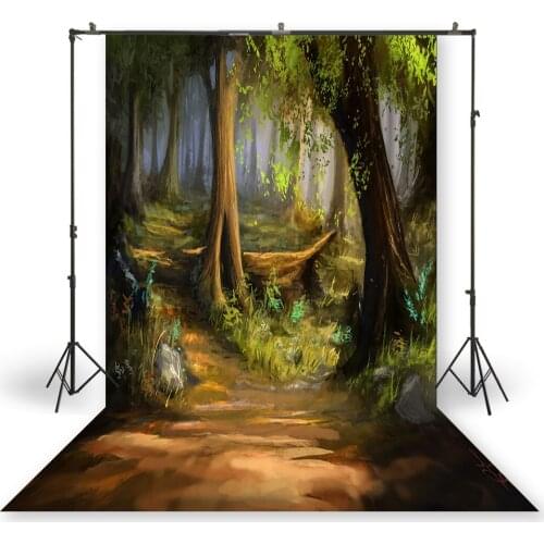HUAYI Photography Backdrop Newborns Easter Birthday Studio Photo Background Cartoon Watercolor Painted Forest Photodrops XT-7037