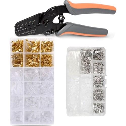 IWS-2412M Wire Open Barrel Crimping Plier Set 2.8/4.8/6.3mm Plug Insulated Male Female Connector Electrical Crimper Terminal Kit
