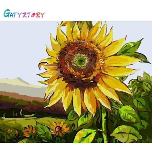 Gatyztory Painting By Numbers For Adults Sunflower Picture Drawing On Canvans Acrylic Paints Coloring Home Decor Framed