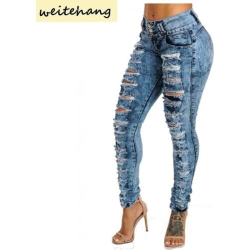 Fashion Hole Ripped Jeans Women Pants Cool Denim Vintage Straight Jeans for Girl High Waist Casual Pants Female Slim Jeans 511