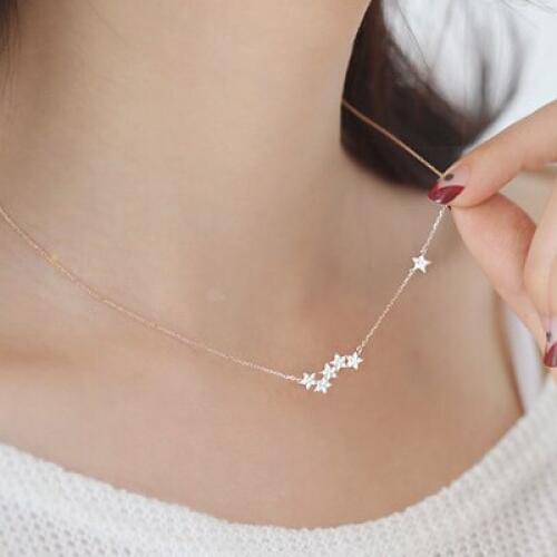 Fashion Women Crystal Star Necklaces Jewelry Silver Color Choker Necklaces Pendants For Women Girls Gifts Colar