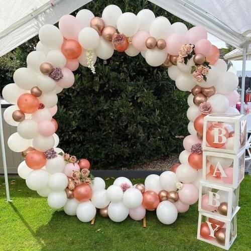 134pcs Pink Wihte Latex Balloon Arch Garland Rose Gold Metallic Balloon Kit Wedding Birthday Decoration Valentines Day Gifts