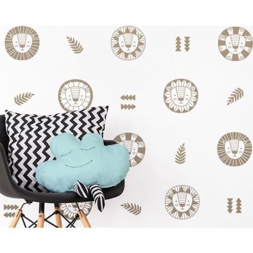 Tribe Lion Wall Decals Art Nursery Animal Wall Stickers DIY Self-sticking Interior Decoration Unique Kids Room Wall Decor LC799