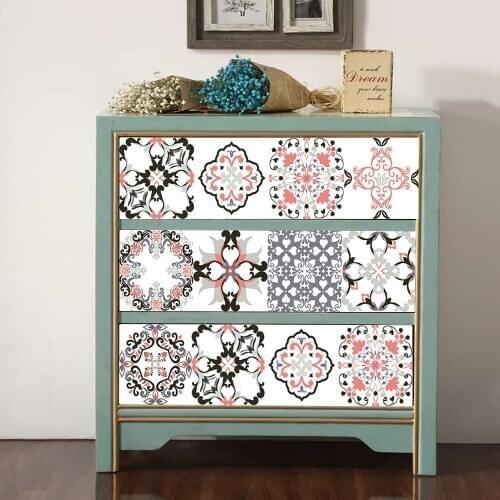 Nordic style Baroque vintage Tile stickers renovation kitchen bathroom decoration self-adhesive waterproof wall stickers 10pcs