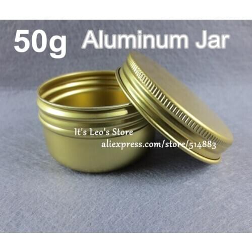 Wholesale 50Pcs Golden Color Aluminum Cosmetic Tin Jars 50g With Screw Lid Free Shipping
