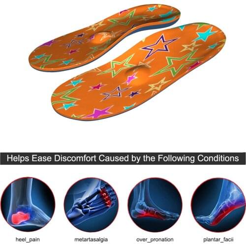 Orange Star Memory Foam Arch Supports Orthotics Shoe Inserts Ease High Arch, Foot Pain For Women and Men Sneakers Shoes