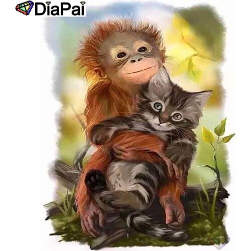 DIAPAI 100% Full Square/Round Drill 5D DIY Diamond Painting "Animal monkey" Diamond Embroidery Cross Stitch 3D Decor A19299