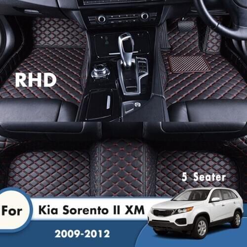 RHD Leather Carpets For Kia Sorento II XM 5 Seats 2012 2011 2010 2009 Car Floor Mats Custom Foot Pads Auto Accessories Interior