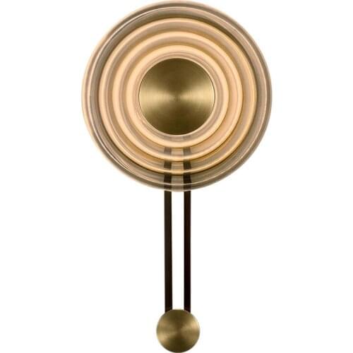 Nordic Designer Luxury Copper Glass Round Wall Lamp Post-Modern Light Fixtures Living Room Background Bedroom Bedside Lamp Stair