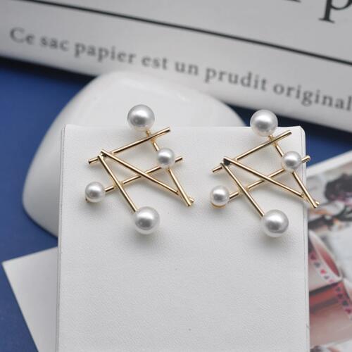 2019 hot fashion jewelry new design geometric metal earrings personality pearl wedding party earrings for Girls gift for woman