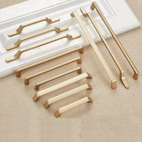 Square Gold Zinc Alloy Modern Cupboard Cabinet Handles Drawer Kitchen Hardware Wardrobe Closet Pulls Case Knob