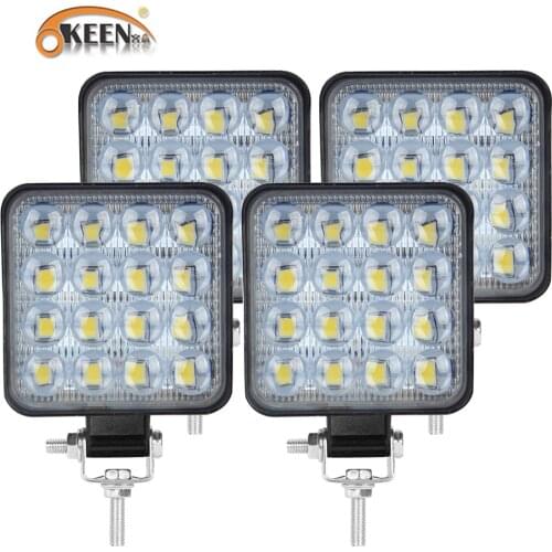 OKEEN New 6D Lens 48W LED Work Light Bar 12V 24V Car LED Spotlight Square Round Auto Truck Off Road Mini Ledbar Offroad Fog Lamp