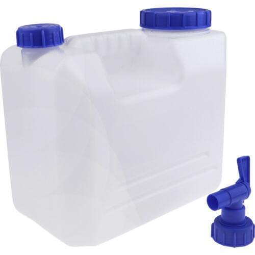 15L Outdoor Camping Travel Car Water Bucket Water Carrier Canister with Water-tap & Leak Proof Lid White