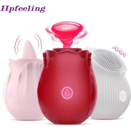 Rose Sucking Vibrators Nipple Sucker Oral Sucker Clitoris Stimulation Powerful Vibrators Sex Toys for Women Rose Vibator Toy