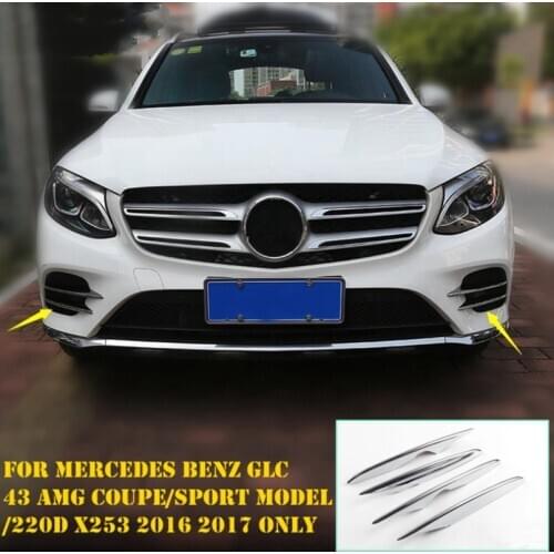 Exterior For Mercedes Benz GLC 43 AMG Coupe / Sport Model / 220D X253 2016 2017 Front Bumper Fog Lights Cover Trim