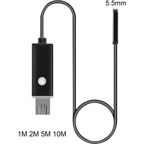 2M 1M 5.5mm Endoscope Camera Flexible IP67 Waterproof Inspection Borescope Camera for Android PC Notebook 6LEDs Adjustable