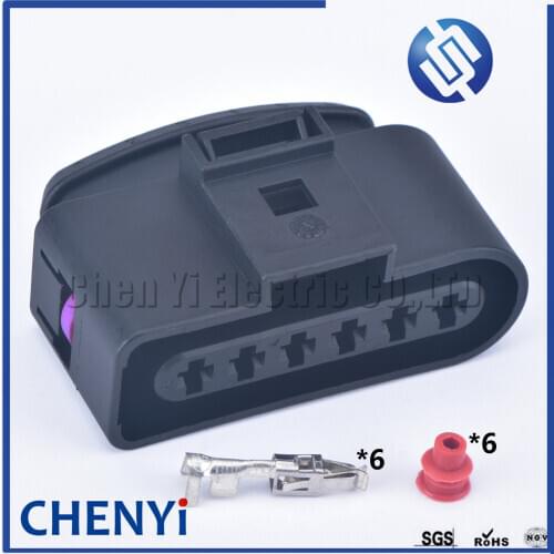 1 set 6 pin 3.5mm female auto waterproof cable electrical pump connector ignition coil wire harness plug 1J0973726 for VW Audi