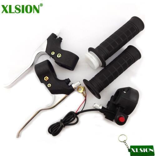 XLSION Pocket Mini Bike Hand Grips Kill Stop Switch Twist Throttle Brake Levers Set For 2 Stroke ATV Quad Go Kart Dirt Bike