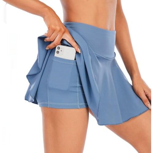 2021 Women Sports Tennis Dance Fitness Quick Drying Solid Female Tennis Running Skort Skirt Active Athletic Yoga Fitness Skirts