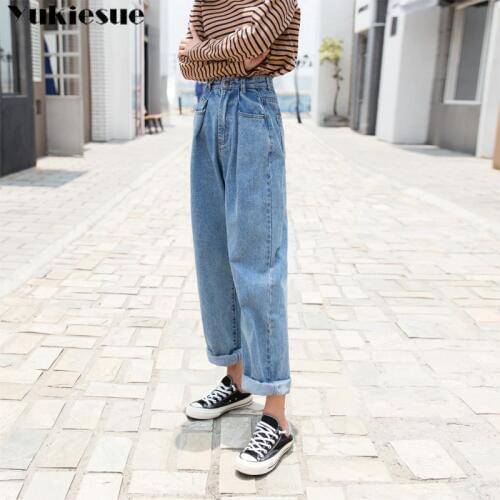 Vintage harem Pants boyfriend with High Waist Jeans for Women girls denim wide leg Pants Loose Cowboy jeans wman Plus size